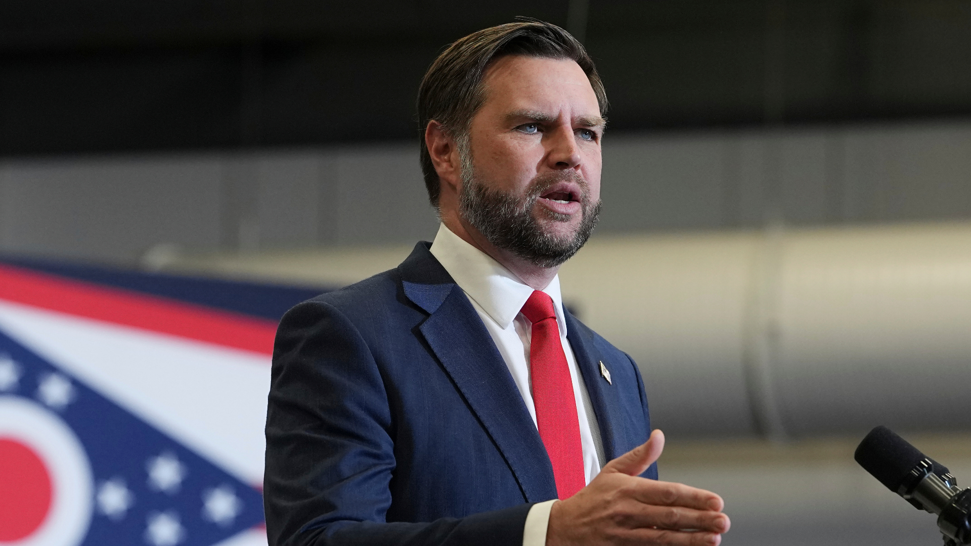 Vice President JD Vance speaks during a campaign rally at the Sharonville Convention Center on October 21, 2026 in Sharonville, Ohio. Vance traveled to Ohio to campaign for local Republican candidates ahead of the midterm elections. 