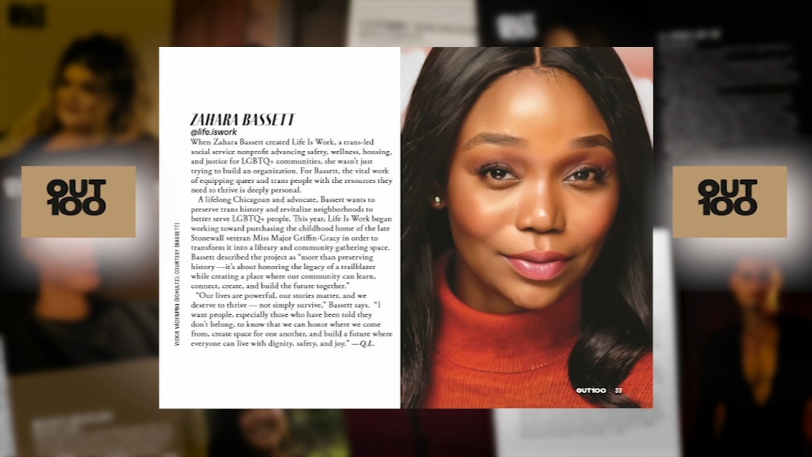Chicago nonprofit founder Zahara Bassett honored in Out Magazine's Out 100
      
