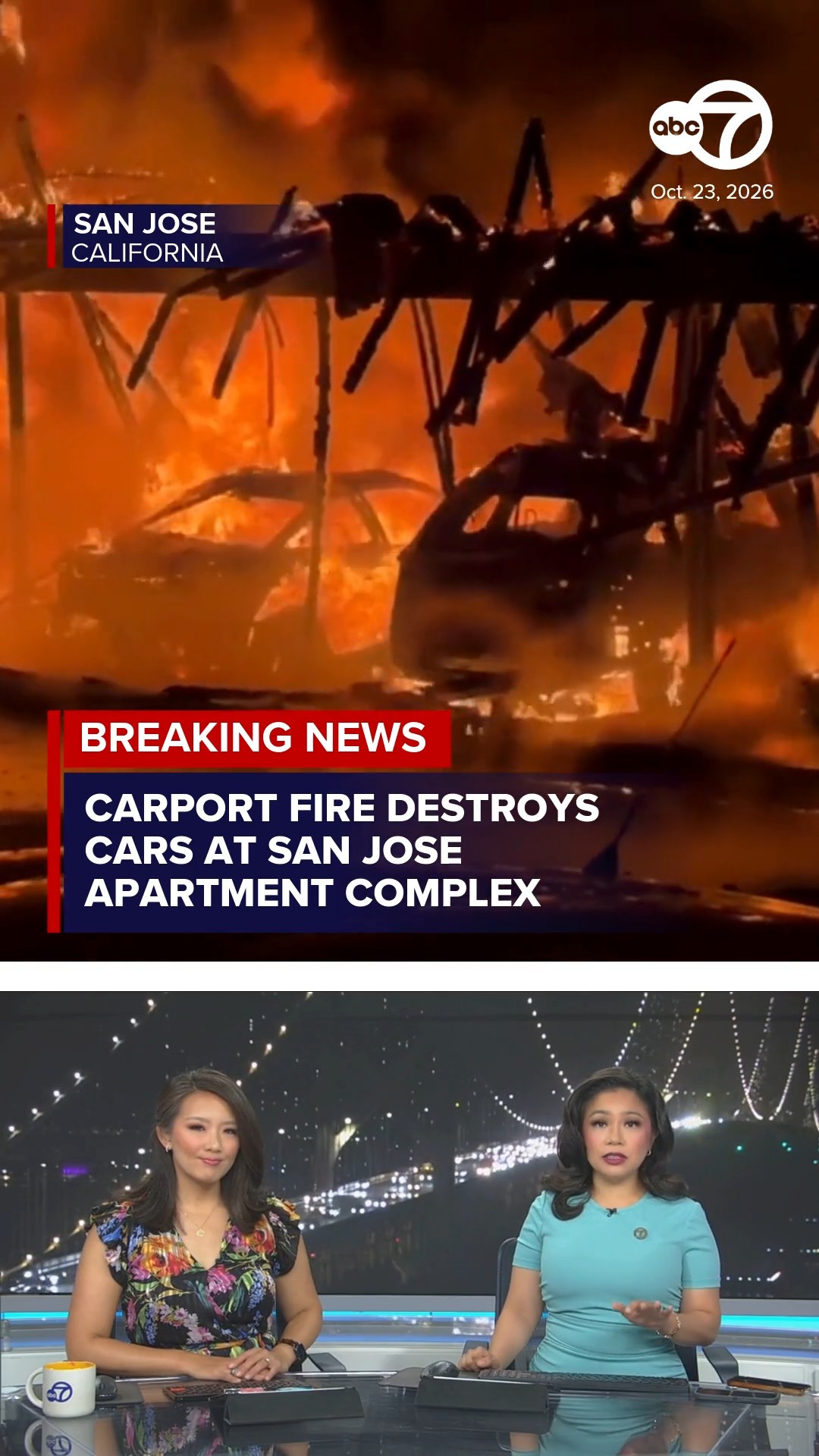 Carport fire destroys cars at San Jose apartment complex