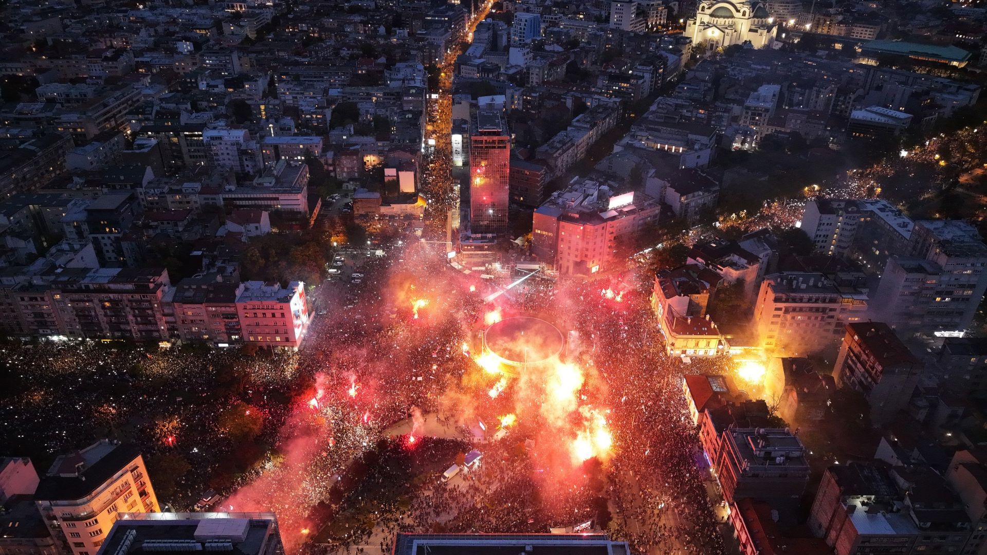 Final "Student List - Students Win" rally ahead of a parliamentary election in Belgrade, Serbia, Thursday, Oct. 22, 2026.