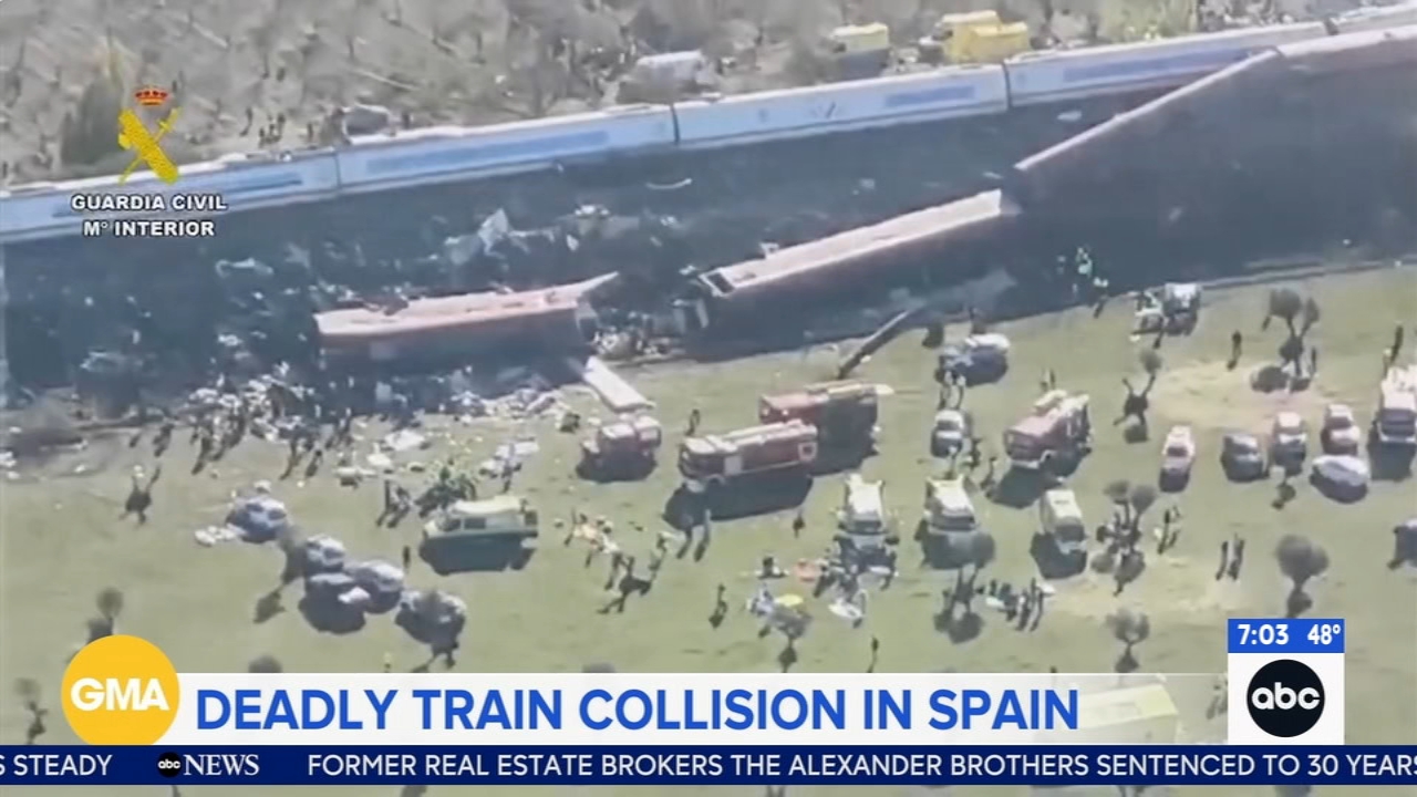 At least 30 killed in train collision on high-speed line in Spain