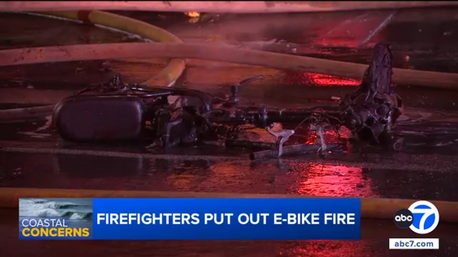 E-bike catches fire in flooded Sunset Beach