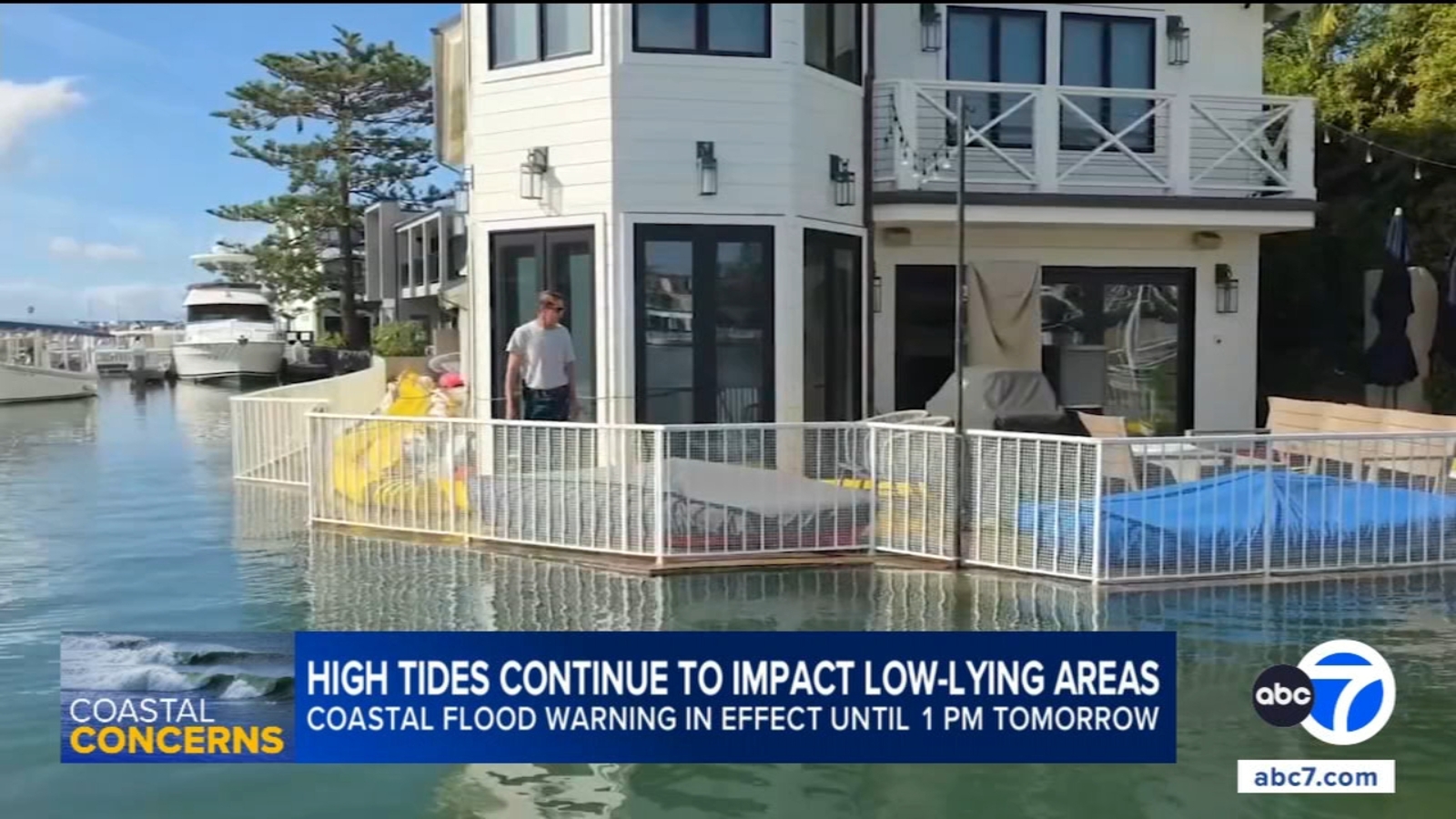 Record-breaking high tides swamp patios, private docks in Newport Beach