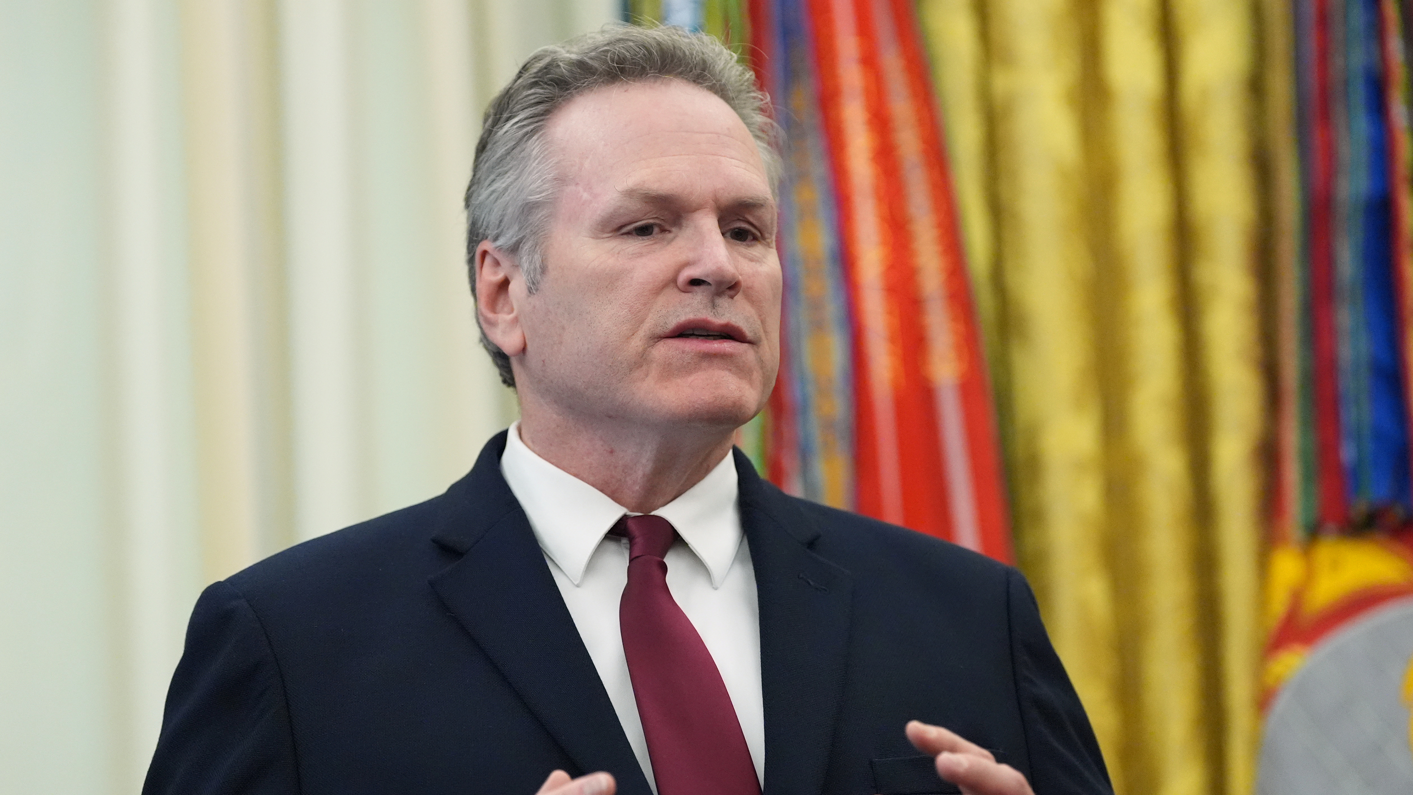 Alaska Gov. Mike Dunleavy speaks in the Oval Office of the White House during an event with President Donald Trump, Wednesday, Sept. 30, 2026, in Washington.