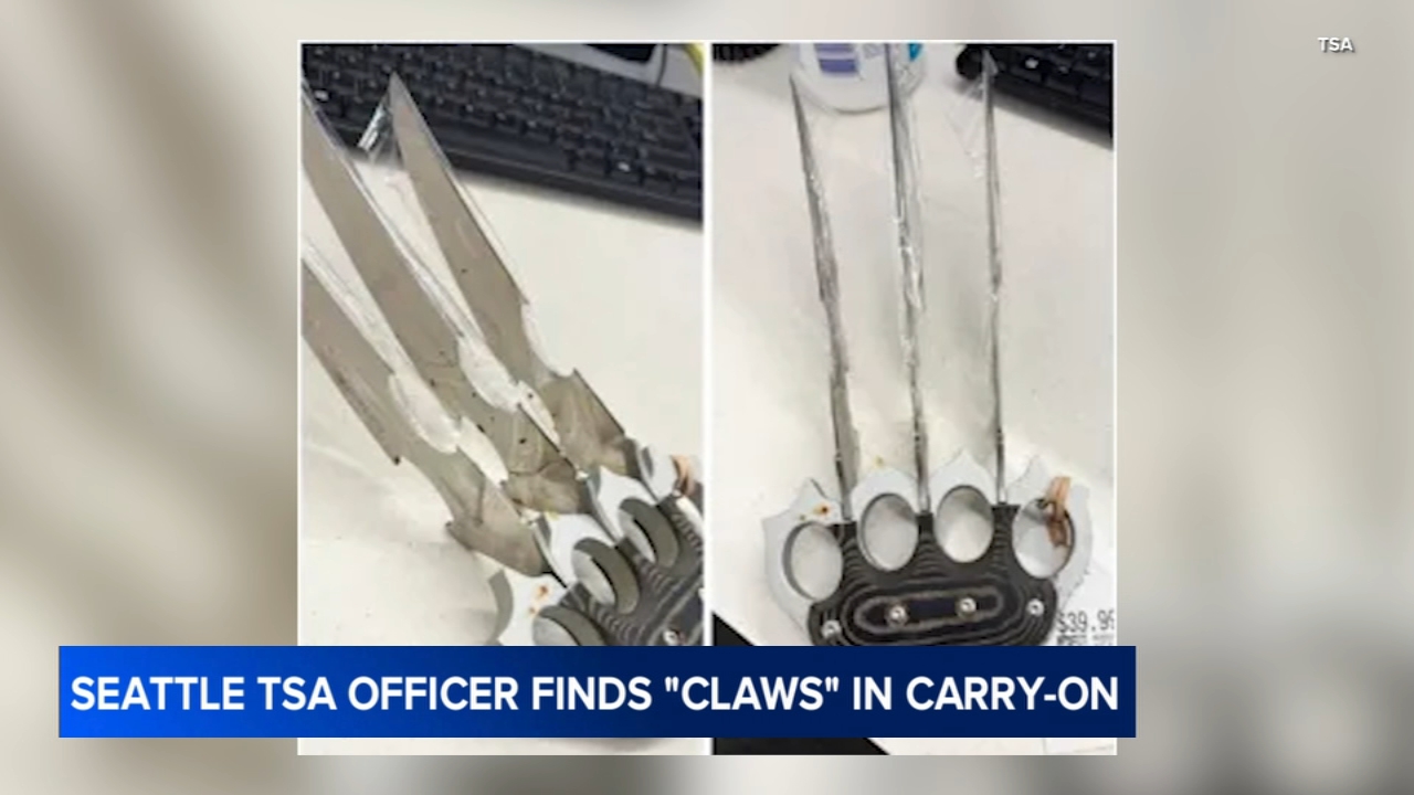 'Wolverine-style claws' discovered in carry-on bag at airport security