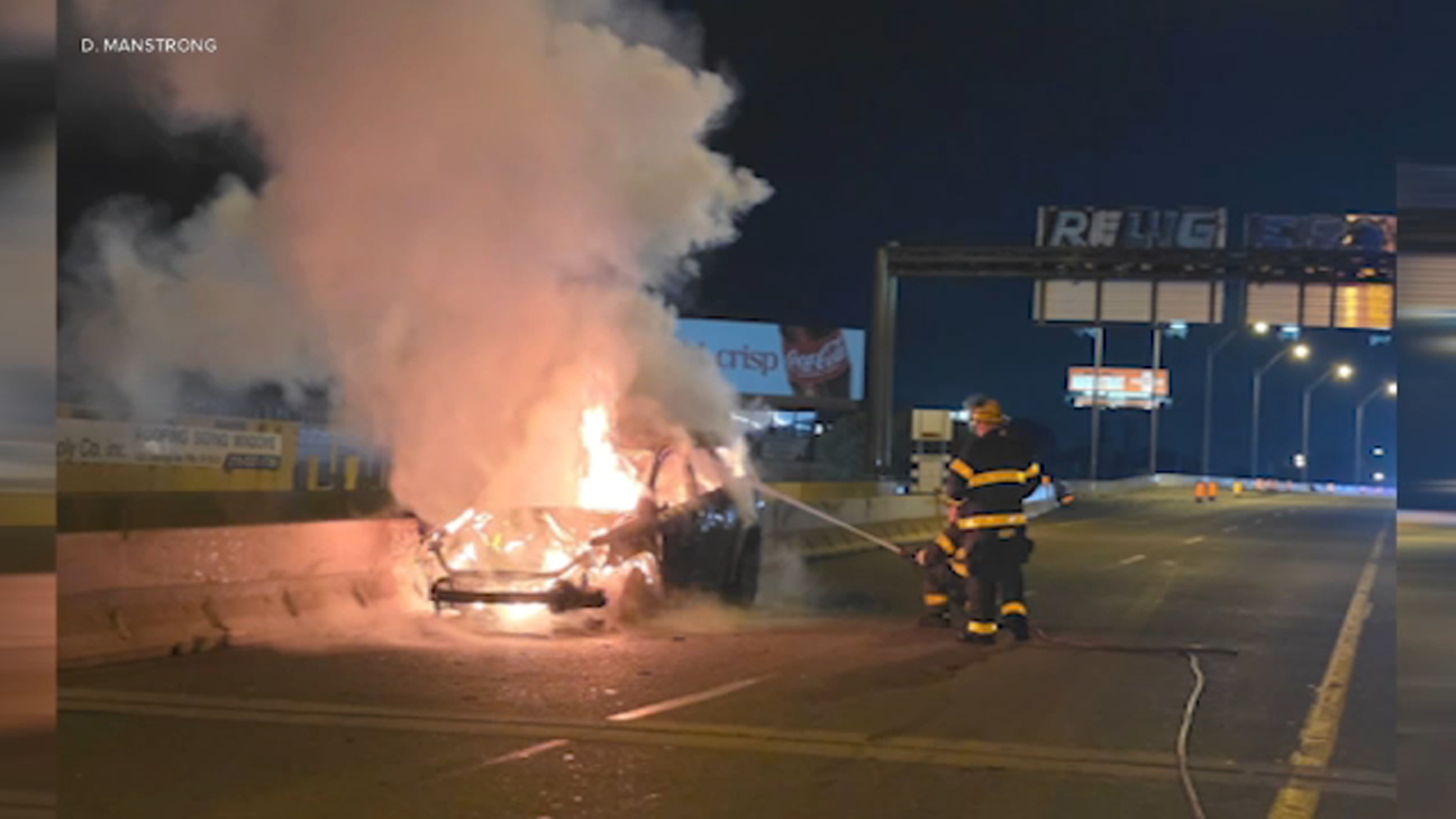 A car found burning on I-95 may be connected to Thursday's beef cargo heist, where thieves were able to get away with nearly $10,000 worth of frozen beef.