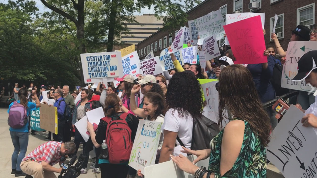 Hundreds protest potential cuts to NYC adult literacy programs