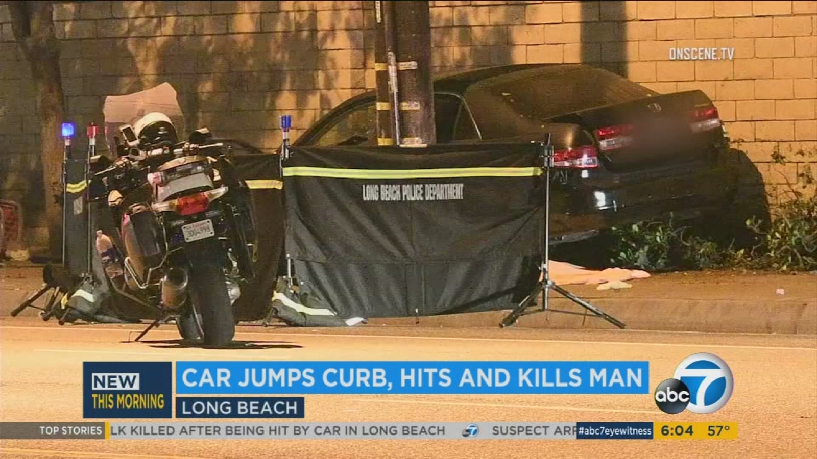 Pedestrian, 63, fatally struck after car jumps curb in Long Beach ...
