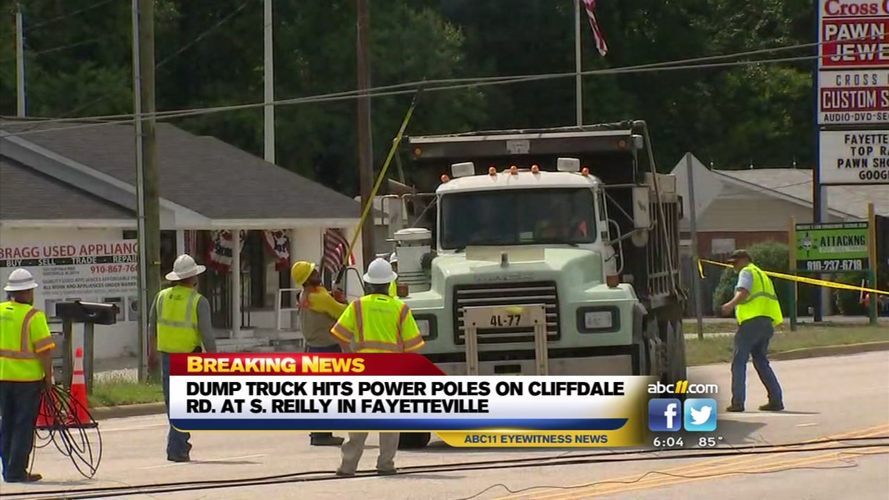 Fayetteville road reopens hours after dump truck hits power pole ...