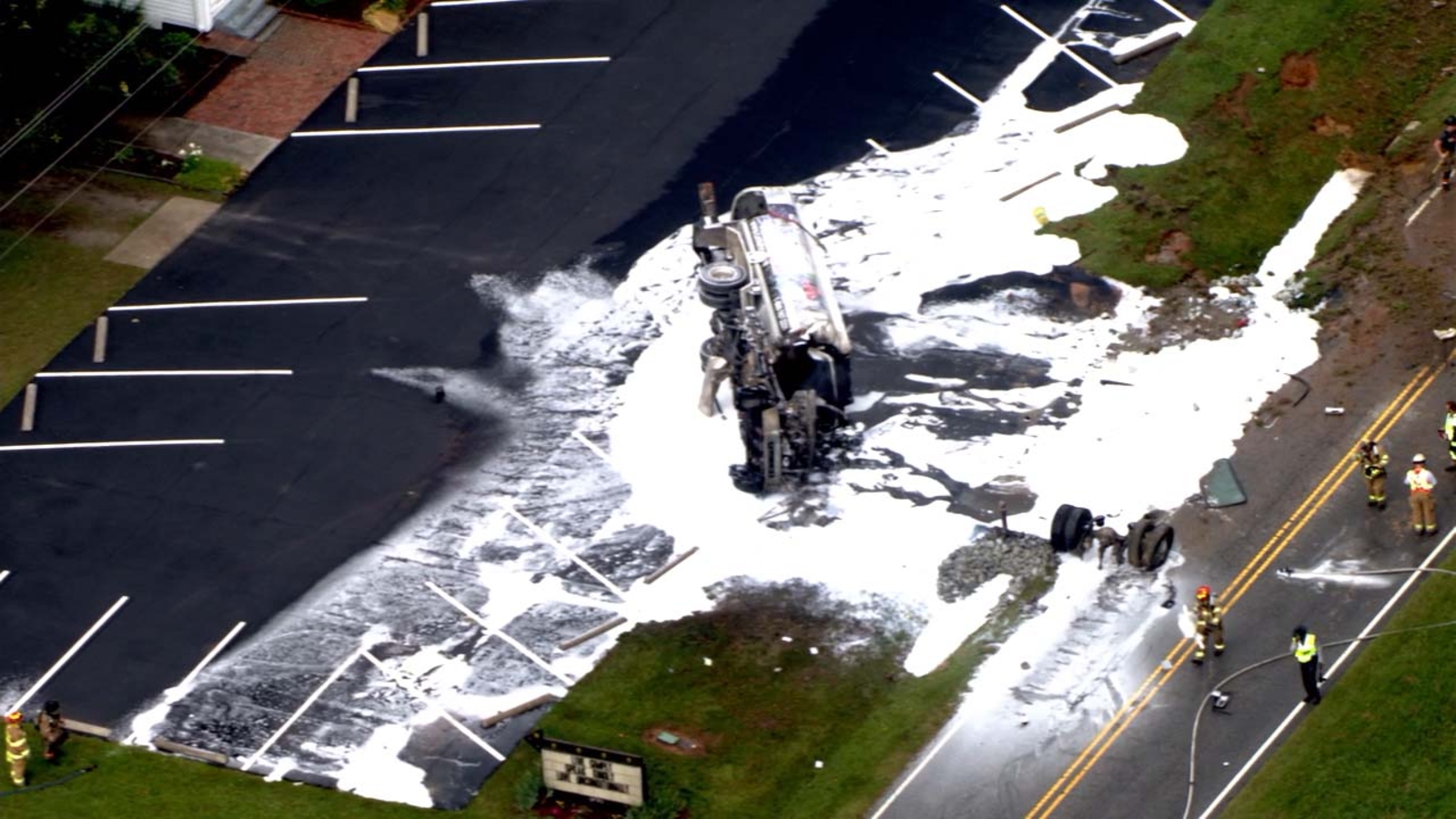 PHOTOS Fuel tanker flips in crash south of Clayton ABC11 RaleighDurham