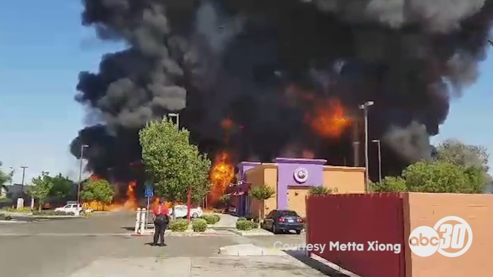 Overturned tanker causes massive fire in Atwater, driver dies at the scene