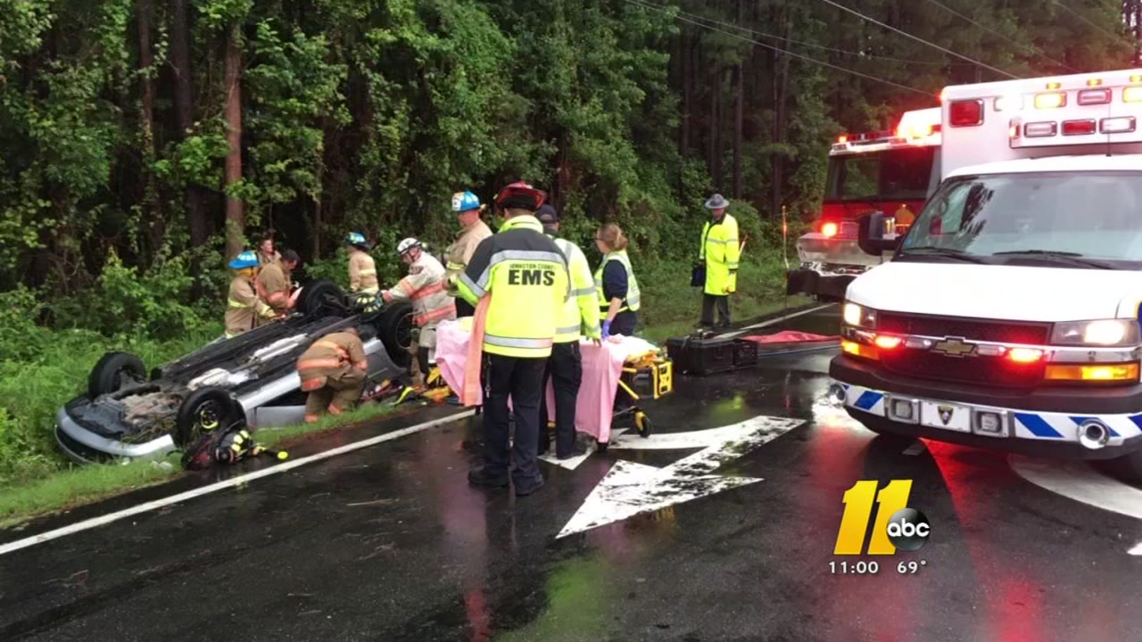 Clayton police, fire rescue woman from flipped car ABC11 RaleighDurham
