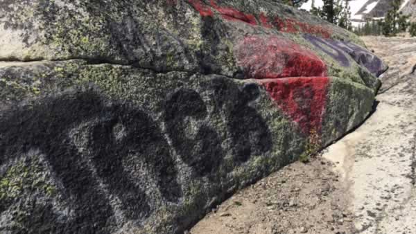 Natural scenery at Lake Tahoe being defaced by vandals
