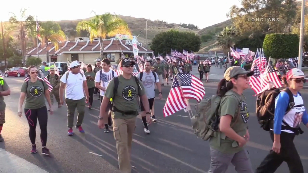 Dozens march 40 miles in IE to raise veteran suicide awareness