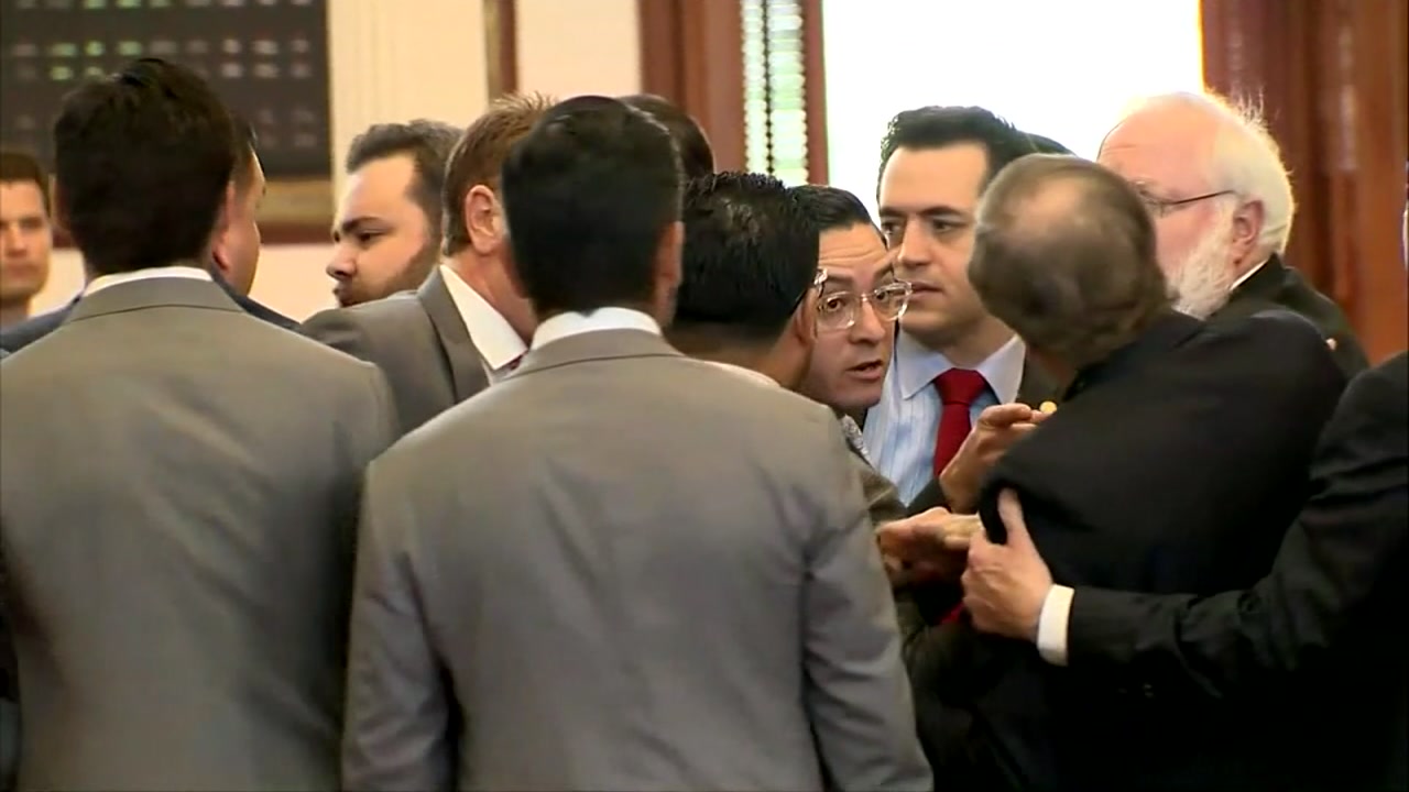 Scuffle breaks out on the House floor in Austin amid protests.