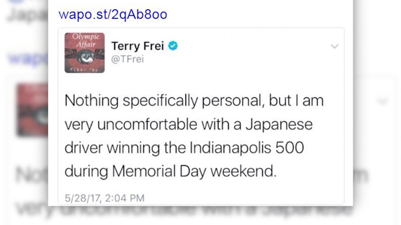 Sports writer loses job over tweet on Japanese Indy winner
