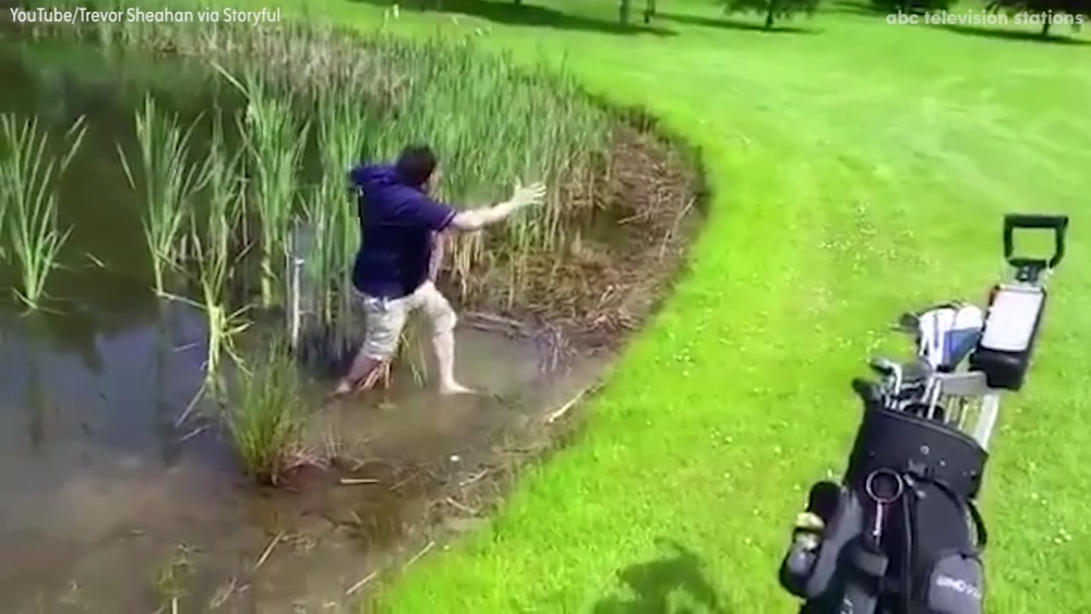 Golfer's epic fail leaves friend in hysterics