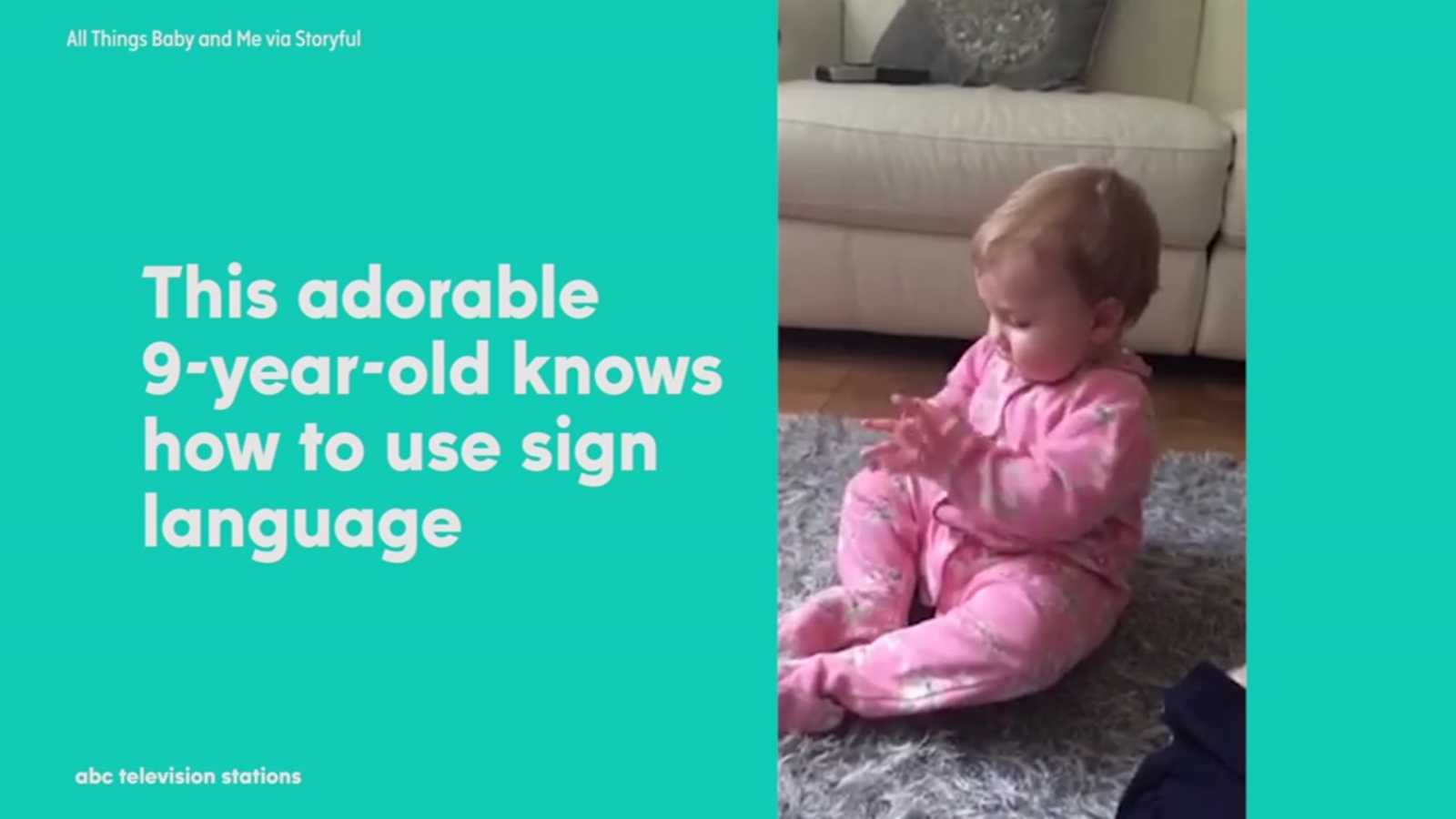 Adorable 9monthold baby uses sign language with mother ABC7 Los Angeles