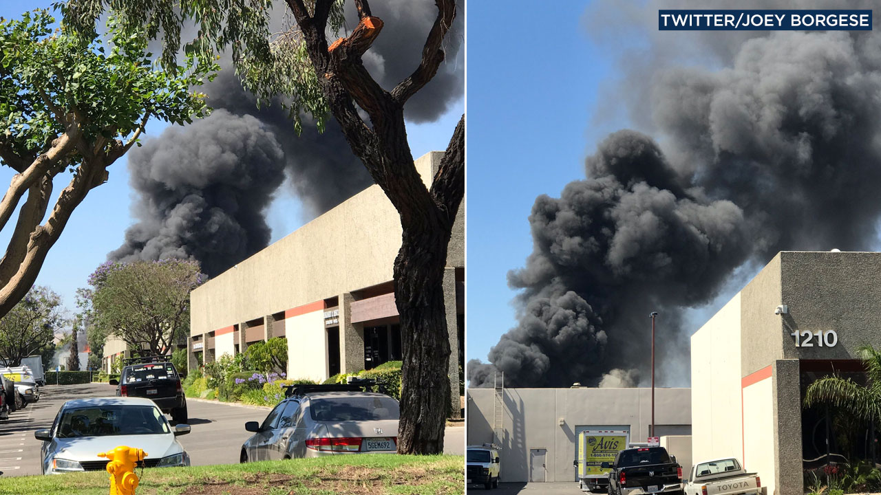 Chemical fire rips through Anaheim business