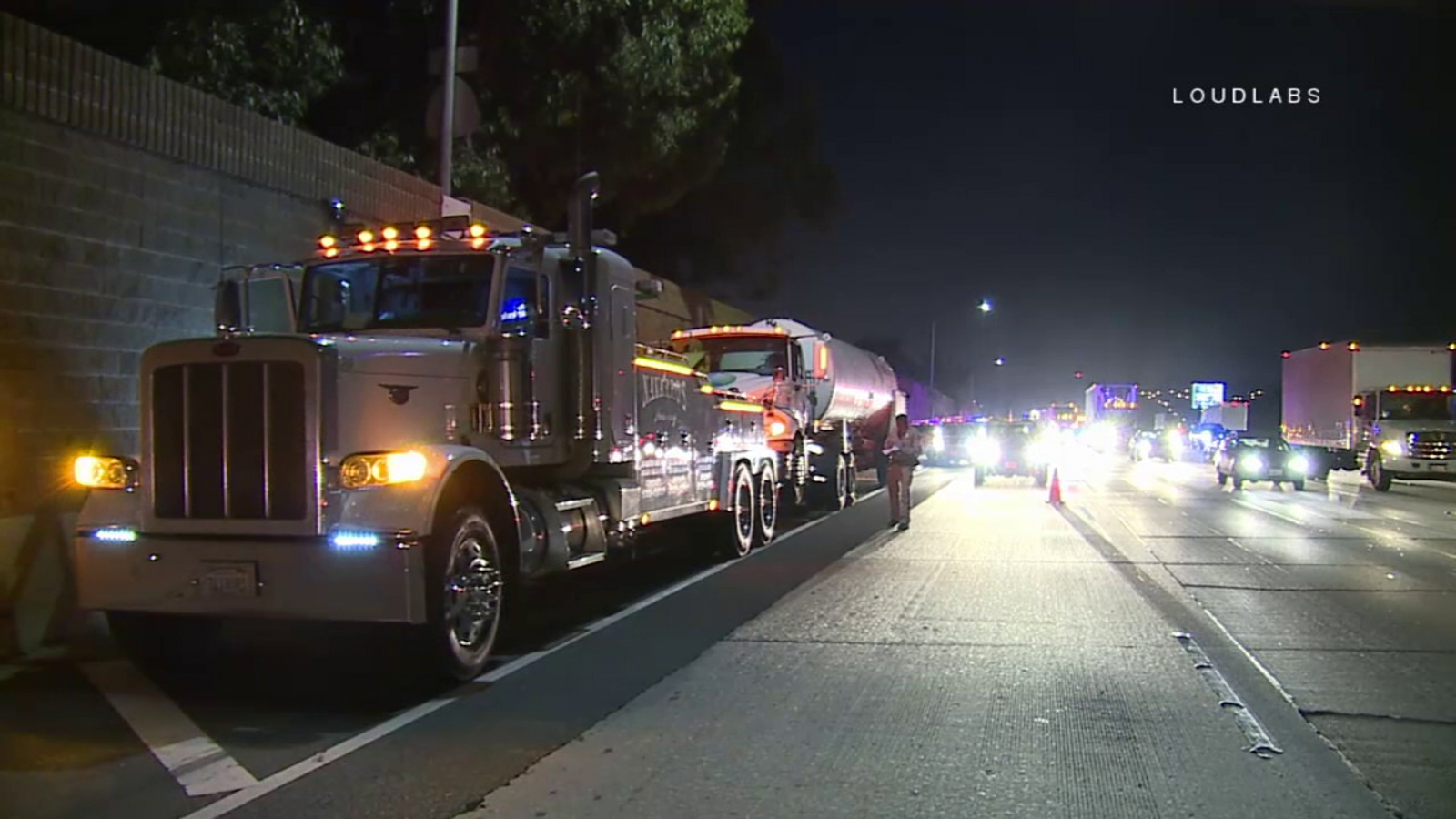 Big rig driver dies after being run over by tow truck on 60 Freeway in ...