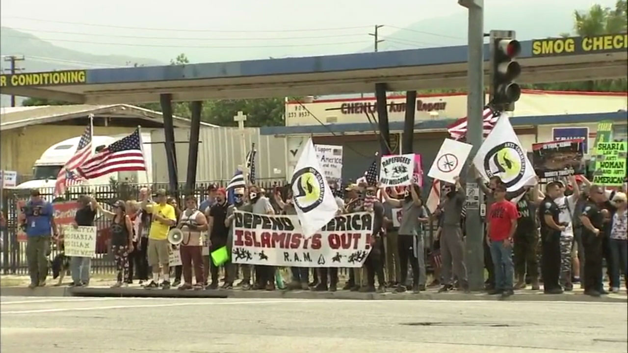 Protests, counter-protests held over Shariah law in San Bernardino