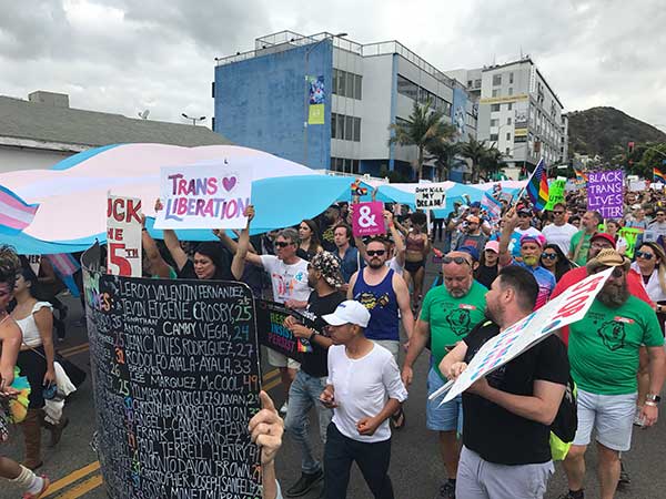 Thousands gathered for LA Pride's Resist March on Sunday, June 11, 2017.