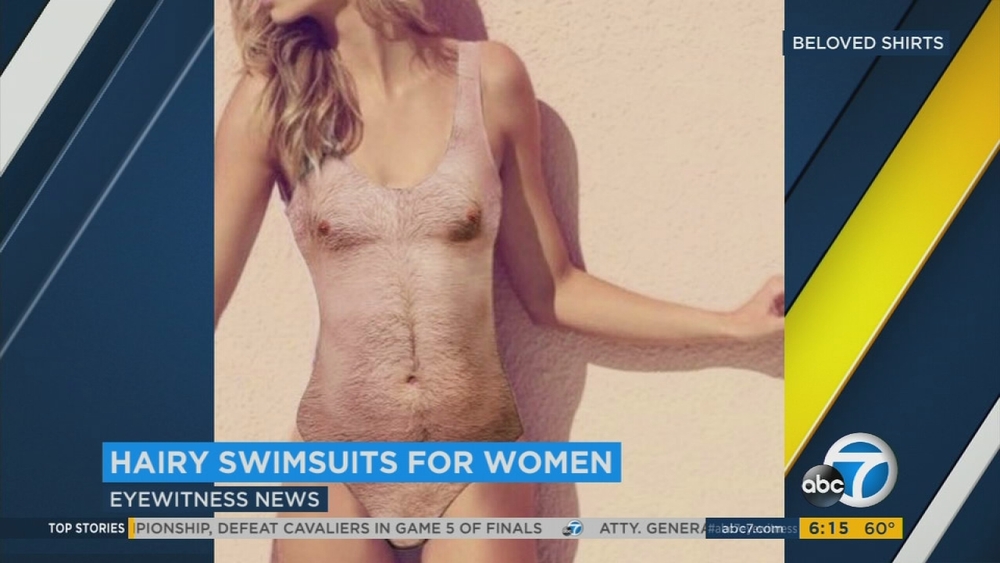 Women's hairy one-piece swimsuit goes viral 