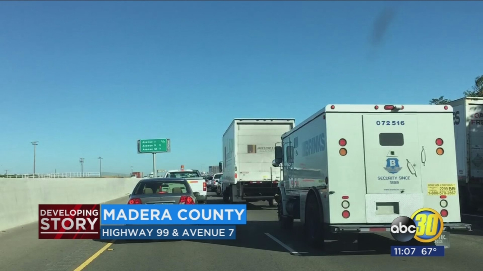 Big rig fire on Highway 99 causes traffic to back up - ABC30 Fresno