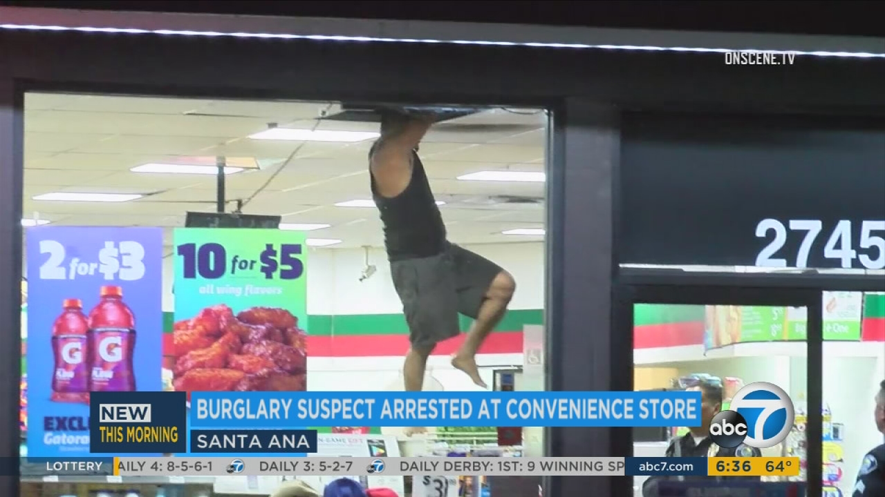 Santa Ana burglary suspect pulled down from ceiling of 7-Eleven