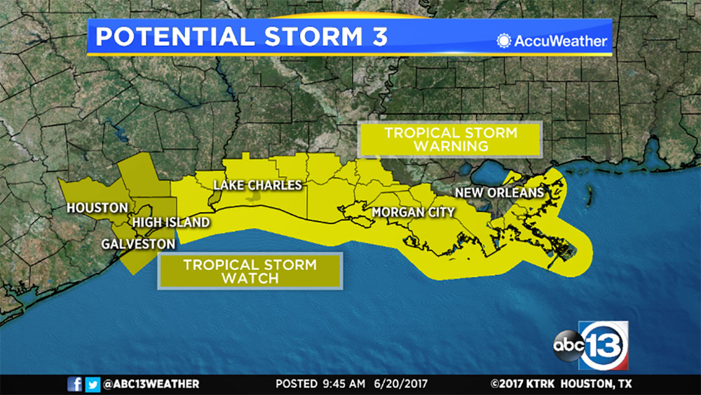 Tropical Storm Watch for Harris, Galveston, Liberty and Chambers counties