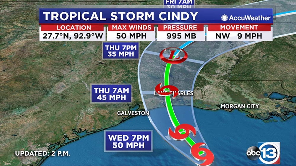 Latest on Tropical Storm Cindy