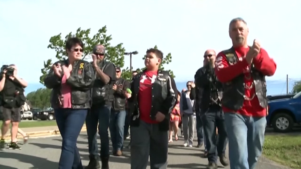 Bikers escort bullied boy to school