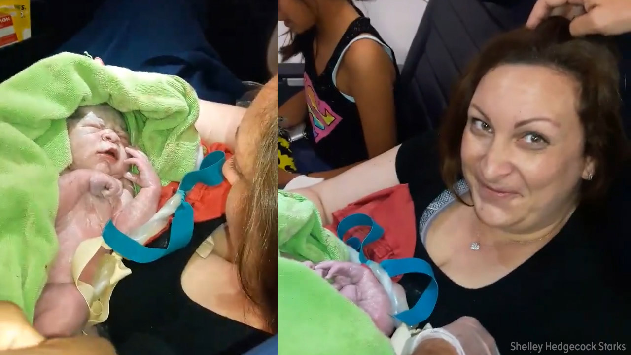 Baby born on board plane, given free birthday flights for life