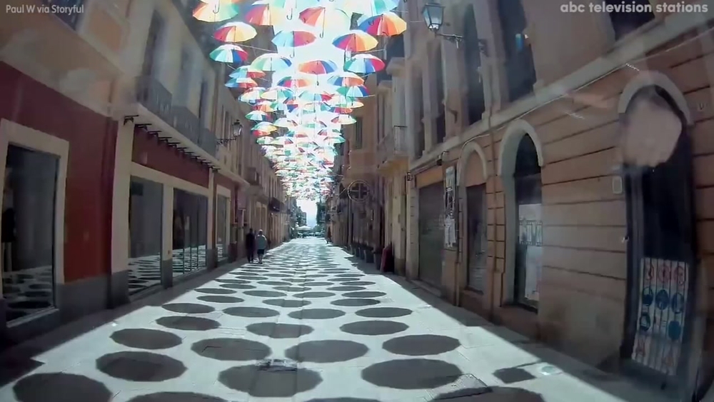 Colorful umbrellas decorate Italian commune