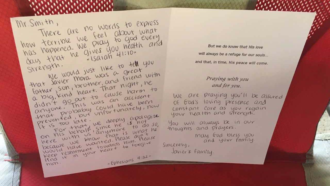 Man gets card from family of driver that injured him