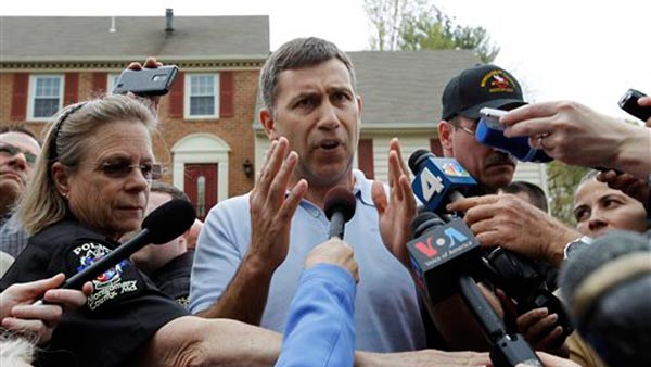 Ruslan Tsarni, the uncle of Boston Marathon bombing suspects Dzhokhar and Tamerlan Tsarnaev, speaks to the media outside his home in Montgomery Village, Md., Friday, April 19, 2013. Tsarni urged Dzhokhar to turn himself in. Tamerlan Tsarnaev died at a Boston hospital after a shootout with police overnight.