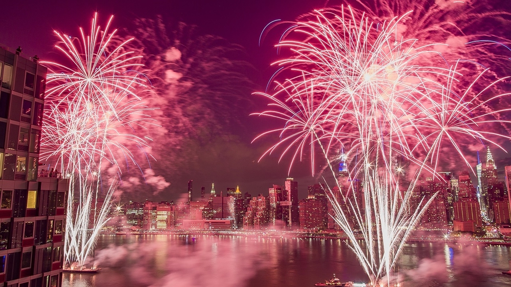 Fireworks light up sky over East River