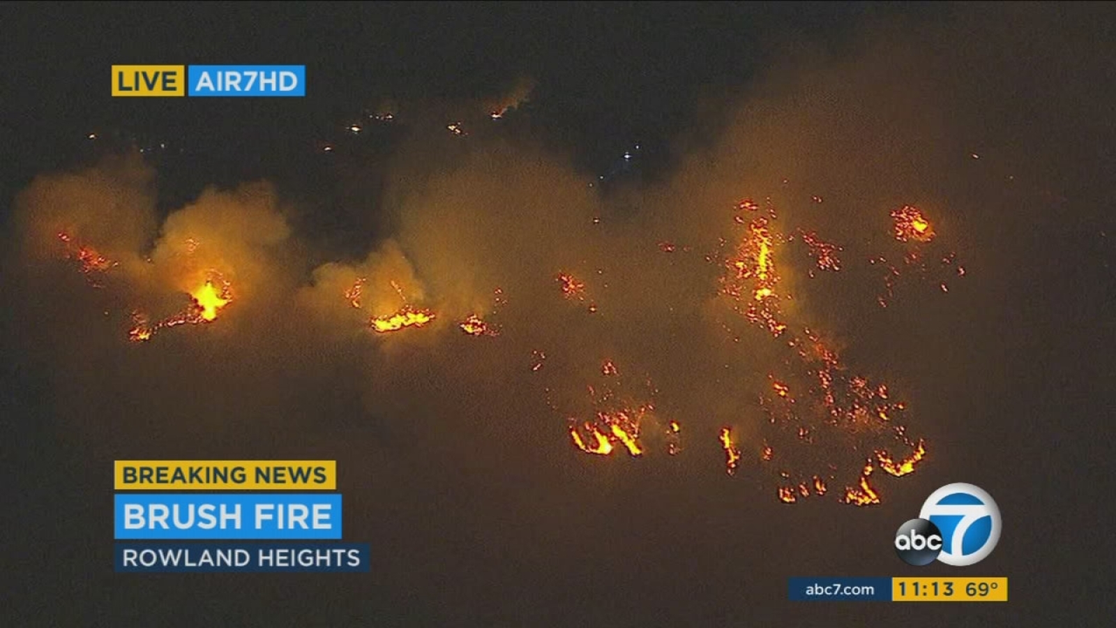 Brush fire threatening homes in Rowland Heights - ABC7 Los Angeles