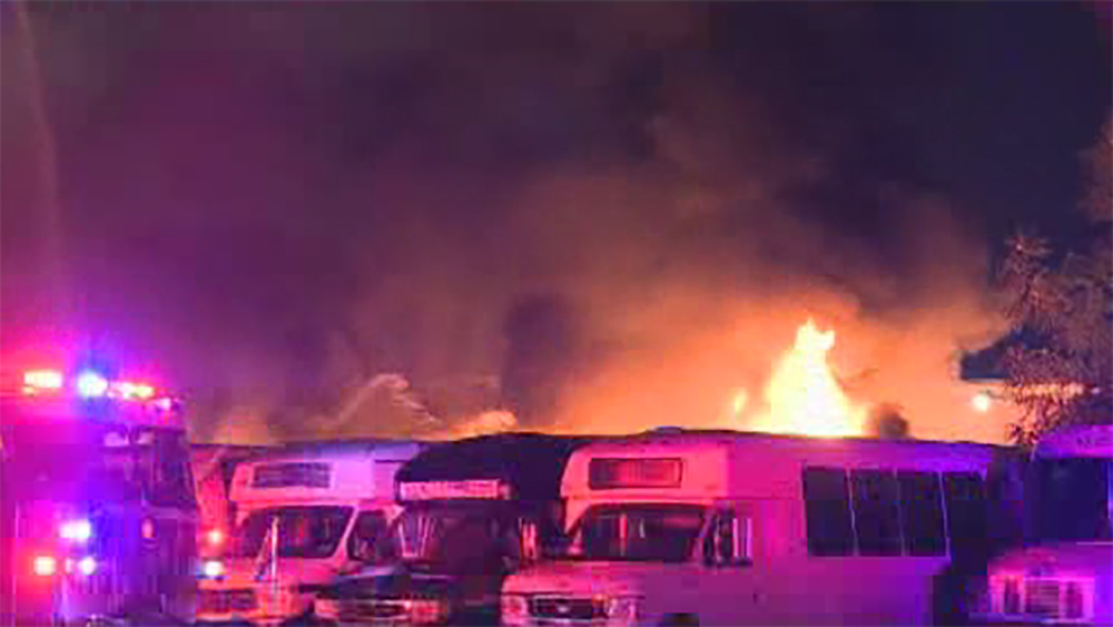 Flames tear through buses at bus depot in New Jersey