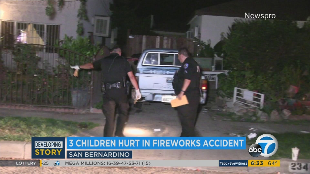 3 kids hospitalized in San Bernardino fireworks accident