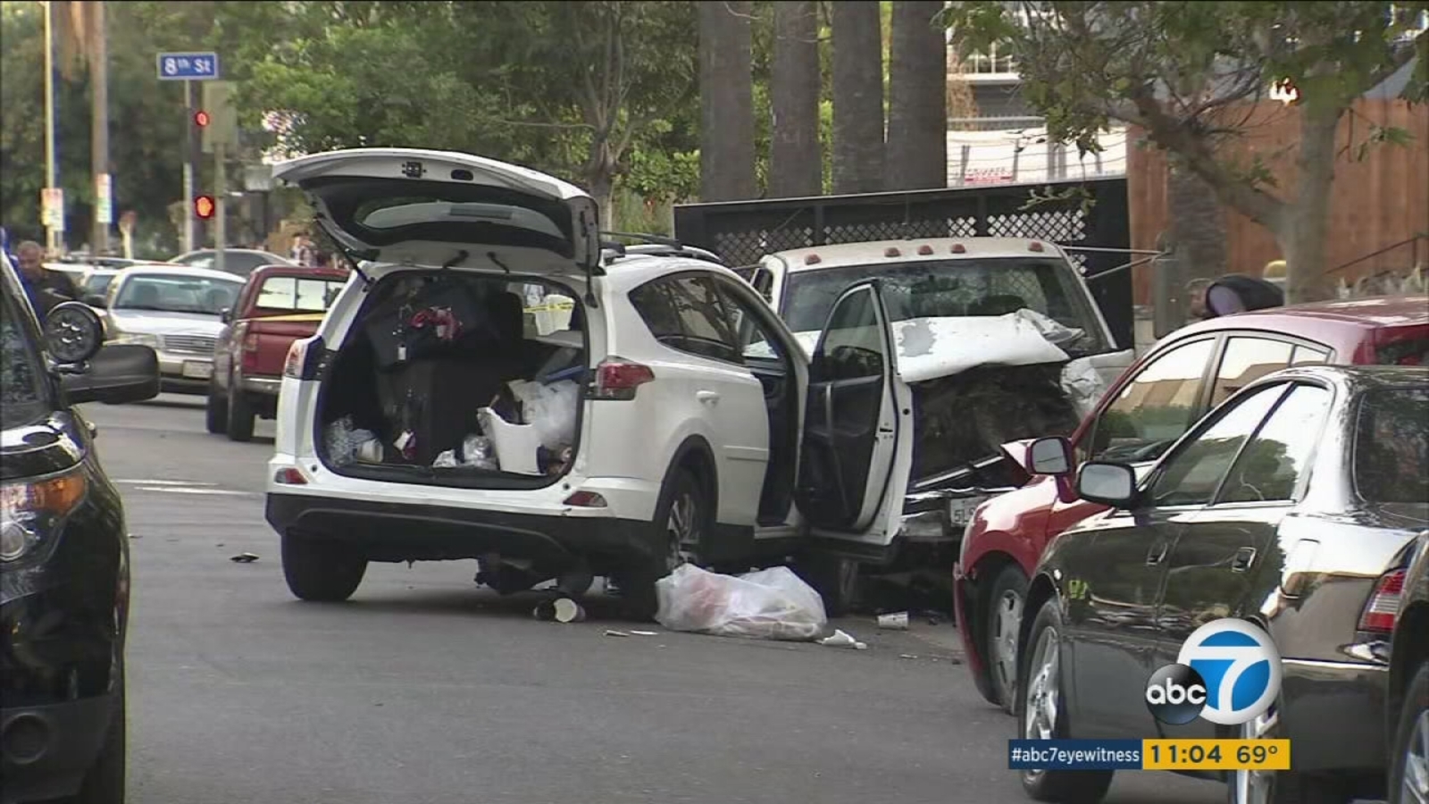 2 men killed after work truck crashes into parked cars in Koreatown ...