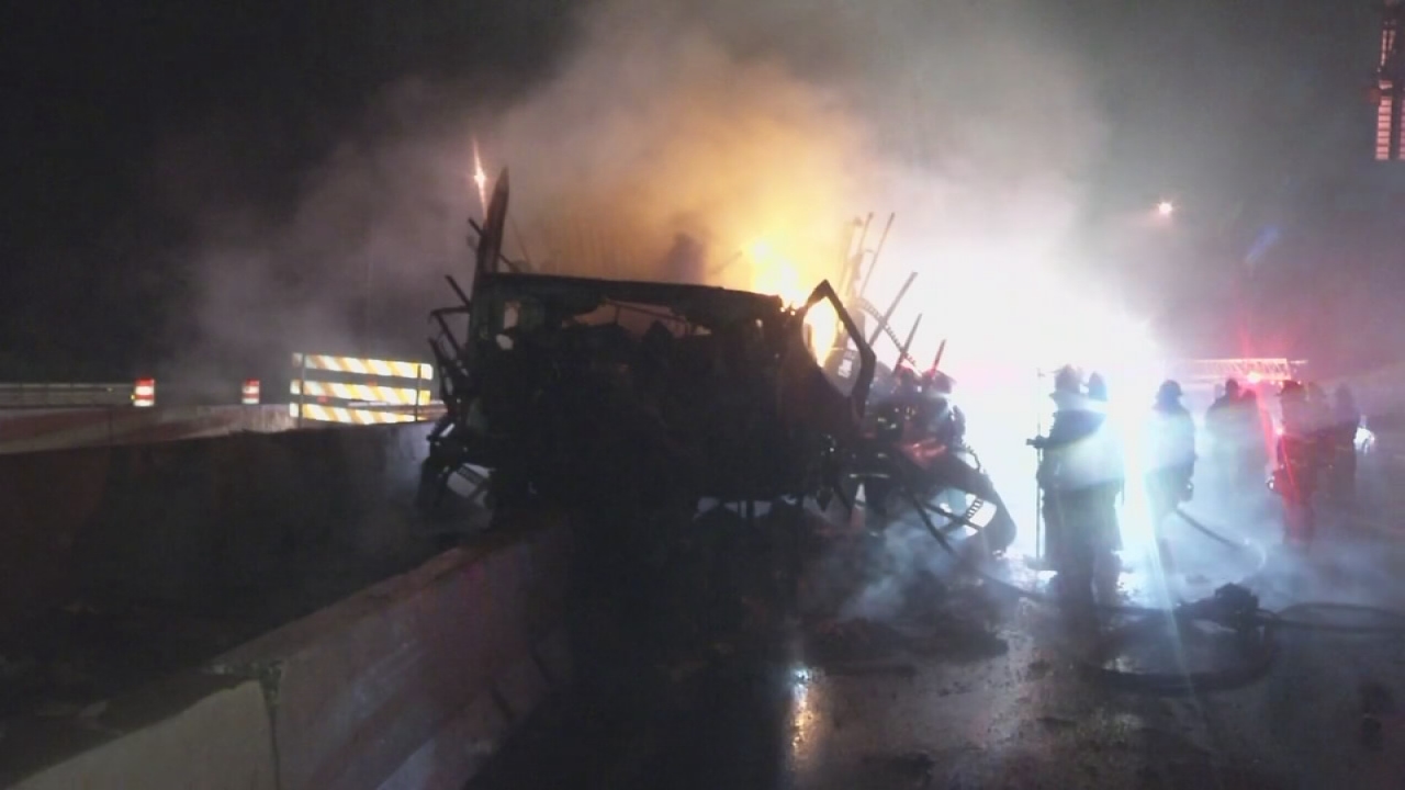 Fiery truck crash on I-95
