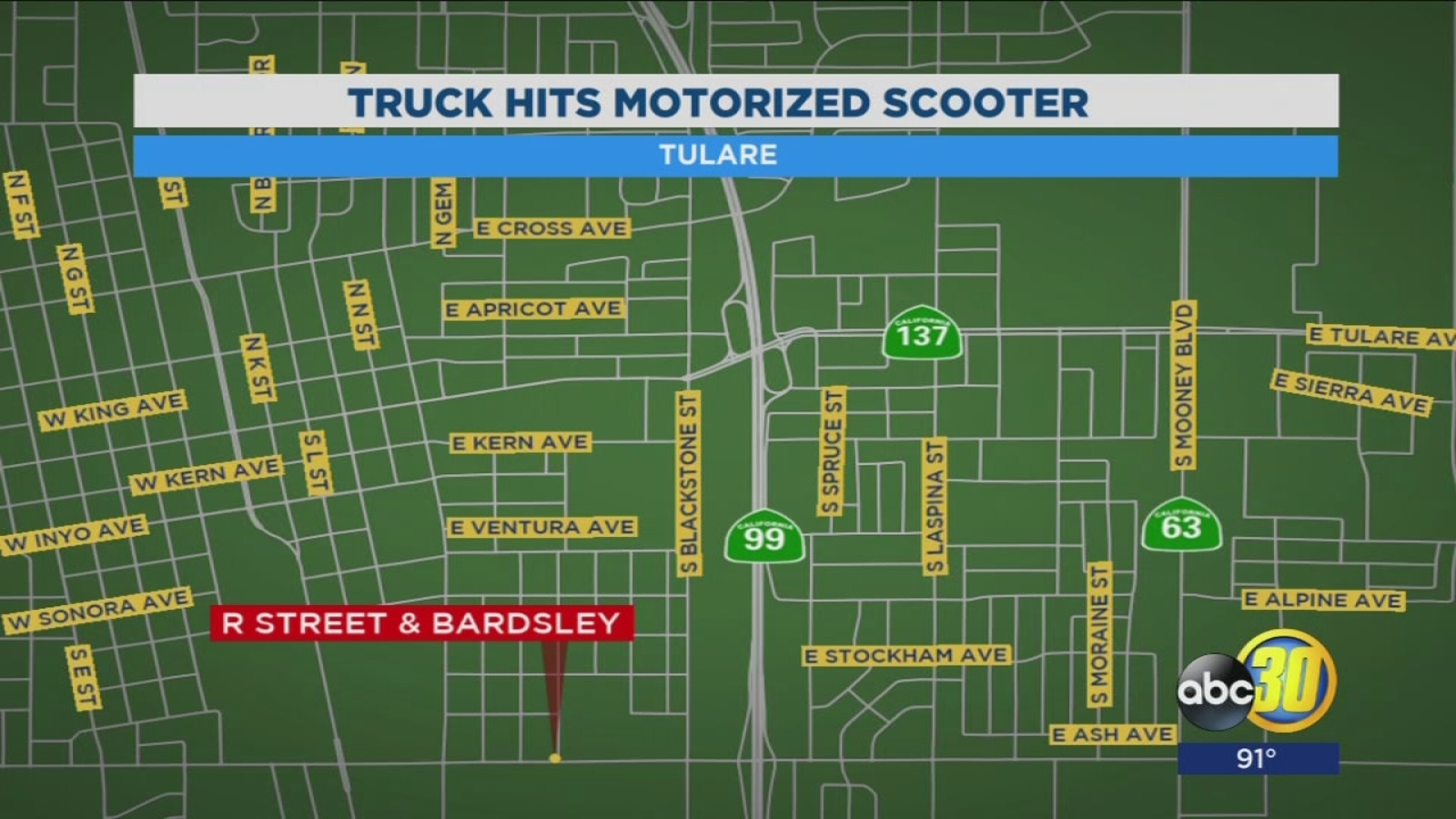 Elderly woman killed after being hit by truck in Tulare - ABC30 Fresno