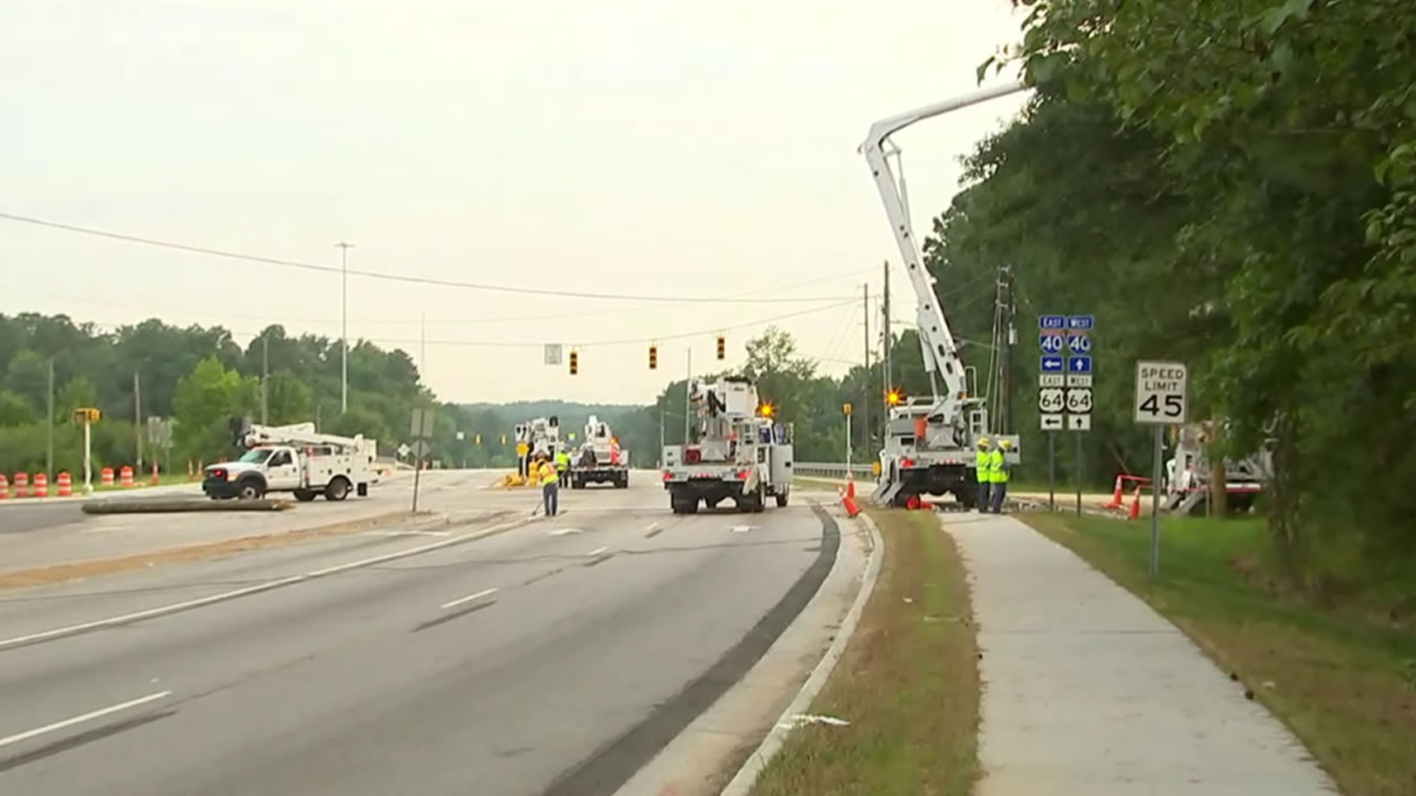 Crash downs power lines, closes Raleigh roadway ABC11 RaleighDurham