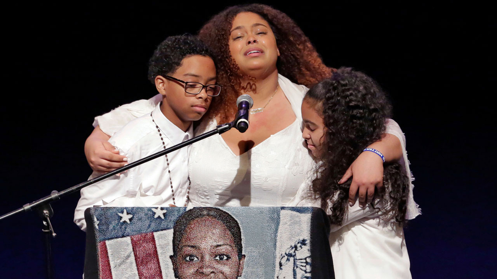 Children of Miosotis Familia speak at funeral