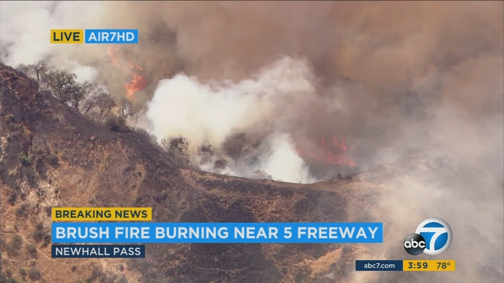 1 in custody related to 20-acre Newhall Pass brush fire