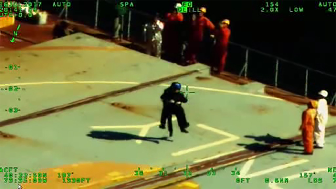 NYPD helps man on cargo ship
