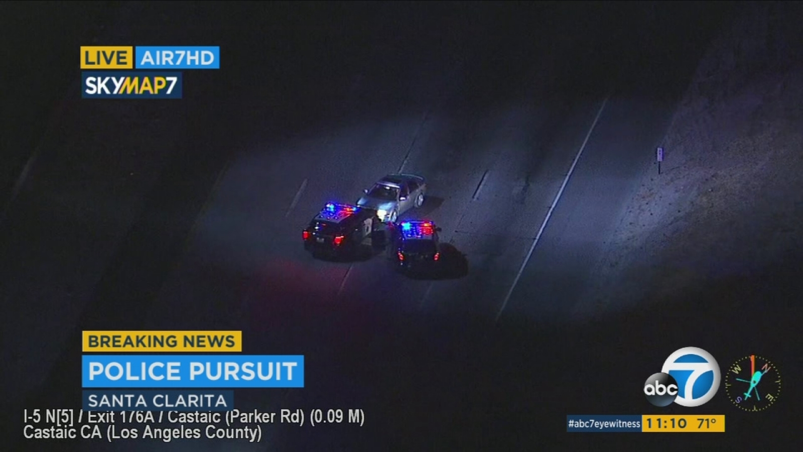 Police chase on NB 5 ends in Castaic with PIT maneuver - ABC7 Los Angeles