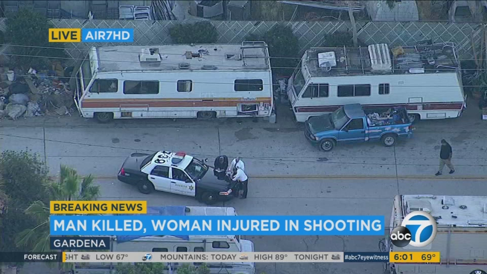 Man killed, woman wounded in shooting in unincorporated area of Gardena