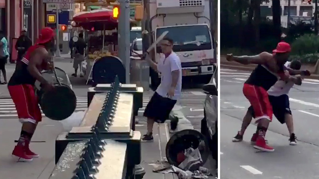 Raw video: Machete pulled during UWS dispute